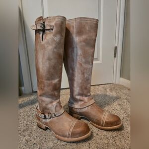 Freebird Tan Over the Knee Boots with Distressed Leather